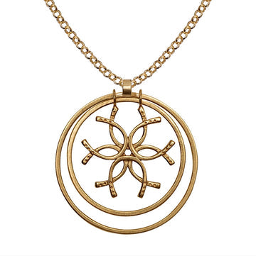 Medallion N Rings Horseshoe Necklace- Gold