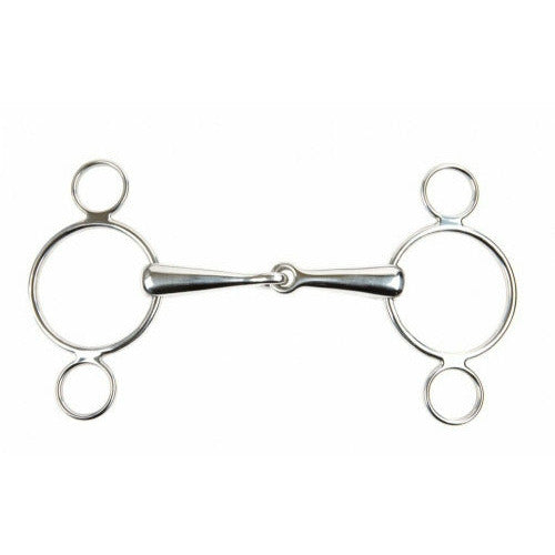 Korsteel Continental Gag Solid Jointed Mouth with 3 Ring Cheeks - CarouselHorseTack.com