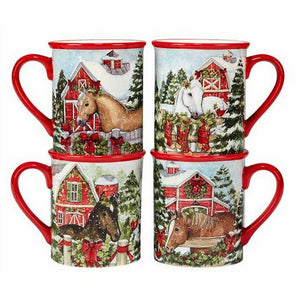 Snowy Farm Horse Coffee Mug 16oz