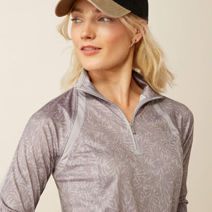 Ariat Sunstopper 3.0 1/4 Zip Baselayer - Silver Sconce Fern