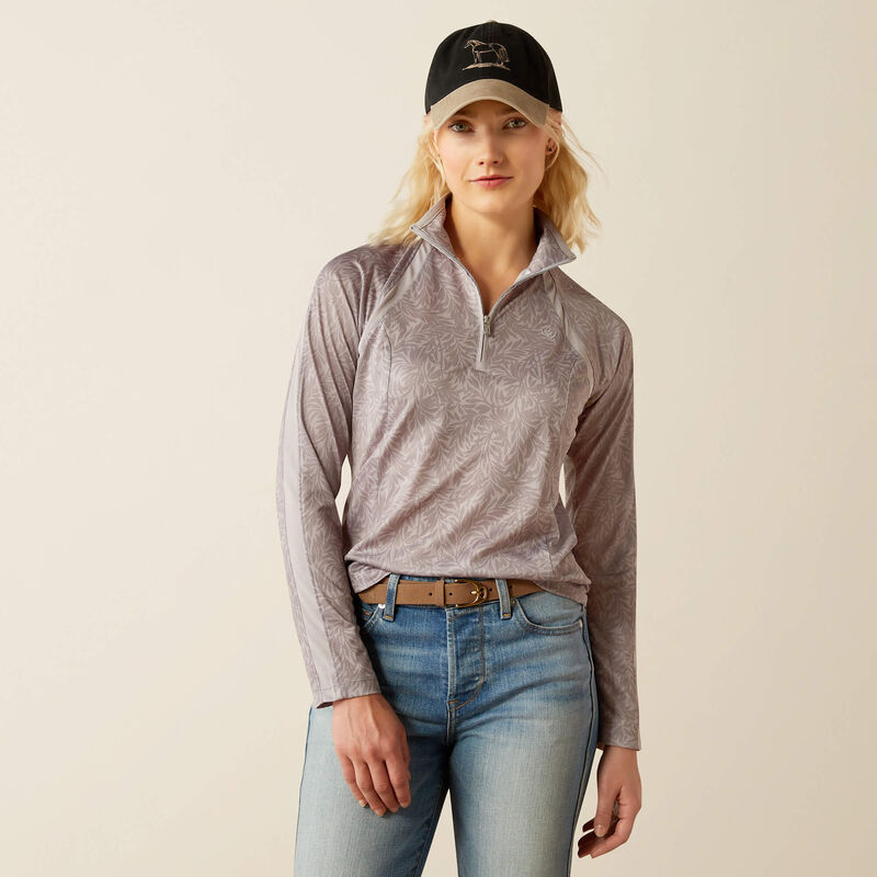 Ariat Sunstopper 3.0 1/4 Zip Baselayer - Silver Sconce Fern