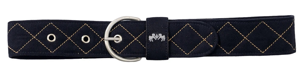Equine Couture Diamond Quilted Suede Belt with Diagonal Line