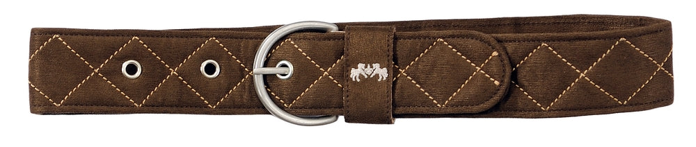 Equine Couture Diamond Quilted Suede Belt with Diagonal Line