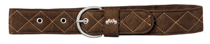 Equine Couture Diamond Quilted Suede Belt with Diagonal Line