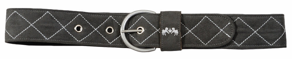 Equine Couture Diamond Quilted Suede Belt with Diagonal Line