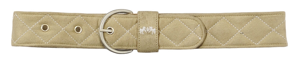 Equine Couture Diamond Quilted Suede Belt with Diagonal Line