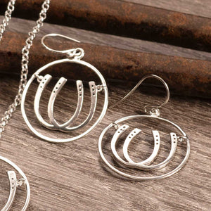 Double Luck Horseshoe Earrings - Silver