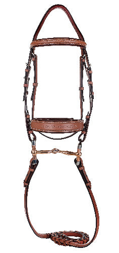 Henri de Rivel Laureate Fancy Stitched Bridle w/ Wide Caveson and Laced Reins