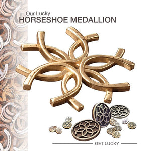 Medallion Horseshoe Earrings- Gold