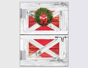 Horse Boxed Christmas Cards: Barn Door w/Wreath
