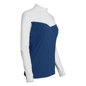 Dapplebay Lady 1/4 Zip Show Top-White/Navy-L