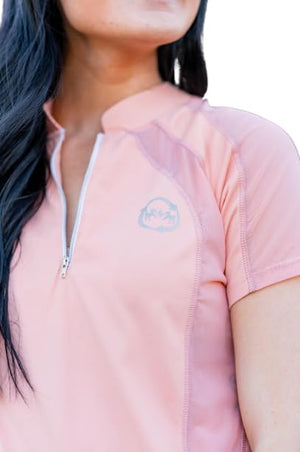 EcoRider by Equine Couture Ella Short Sleeve Sport Shirt- Pink Sand- M