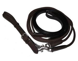 Henri de Rivel Advantage Draw Reins - Rounded Nylon / Leather Snap - Havana