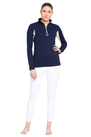 TuffRider Ladies Long Sleeve Ventilated Technical Sport Shirt – UV Protection- Quick-Dry- Mesh Undersleeves - Navy - XXX-Large