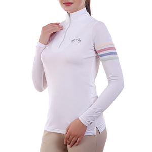 Equine Couture Ladies Gradient IceFill Show Shirt-White-L
