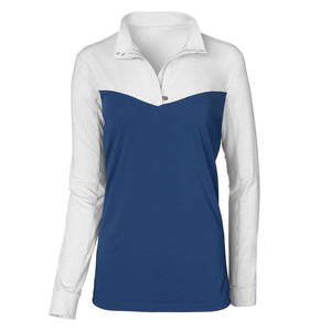 Dapplebay Lady 1/4 Zip Show Top-White/Navy-L