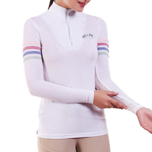 Equine Couture Ladies Gradient IceFill Show Shirt-White-L