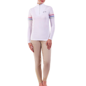 Equine Couture Ladies Gradient IceFill Show Shirt-White-L