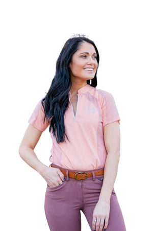 EcoRider by Equine Couture Ella Short Sleeve Sport Shirt- Pink Sand- M