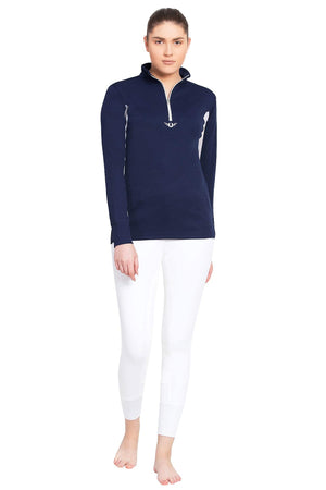 TuffRider Ladies Long Sleeve Ventilated Technical Sport Shirt – UV Protection- Quick-Dry- Mesh Undersleeves - Navy - XXX-Large
