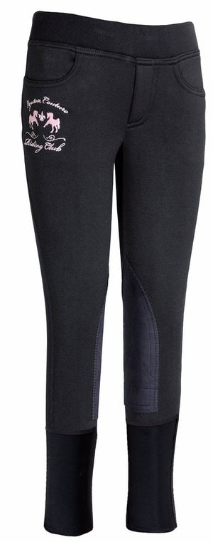 Equine Couture Children's Riding Club Pull-On Winter Breeches - Black - 12