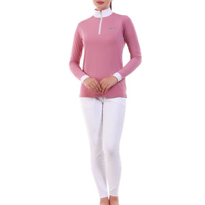 Equine Couture Ladies IceFill Sun Shirt-Foxglove Pink-M