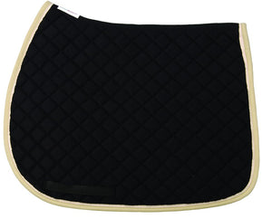 TuffRider Basic All Purpose Saddle Pad with Trim and Piping- Black/Light Tan/Cream - Standard
