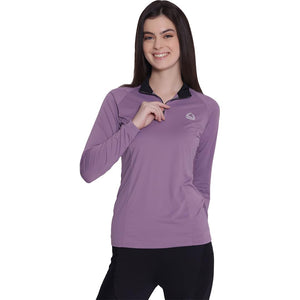 Lettia EquiFine Ladies Long Sleeve Sun Shirt- Aubergine- X-Small