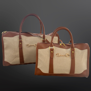 Faux Leather Canvas Snaffle Bit Equestrian Duffel Handbag
