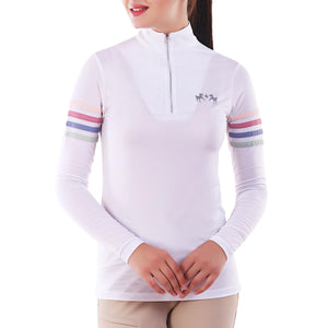 Equine Couture Ladies Gradient IceFill Show Shirt-White-L