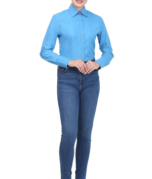 TuffRider Ladies Abilene Western Shirt- Turquoise- Medium