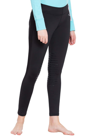 TuffRider Ladies Ventilated Schooling Tights - Black w/ Black - M