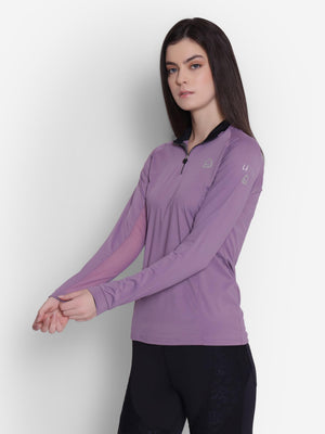 Lettia EquiFine Ladies Long Sleeve Sun Shirt- Aubergine- X-Small