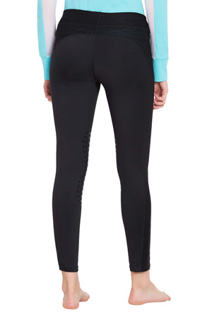 TuffRider Ladies Ventilated Schooling Tights - Black w/ Black - M
