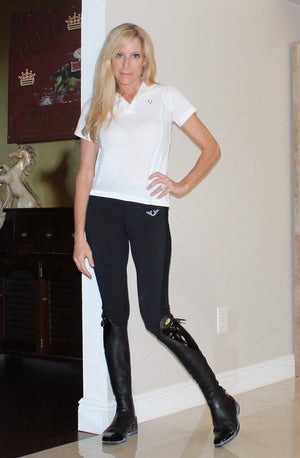 TuffRider Ladies Ventilated Schooling Tights - Black w/ Black - M