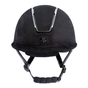 Tipperary Windsor with MIPS Wide Brim - Black UltraSuede Shell w/ Chrome Trim and Black UltraSuede Top- Medium
