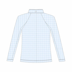 Dapplebay Kids Blue Gingham 1/4 Zip - Long Sleeve-Blue/White-14-16