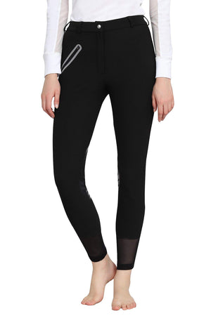TuffRider Tiffany Ribbed Breech With Silicone Knee Patch - Black - 34