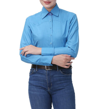 TuffRider Ladies Abilene Western Shirt- Turquoise- Medium