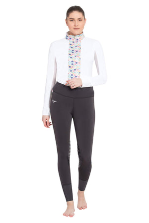 TuffRider Ladies Iris EquiCool Riding Tights - Charcoal/Print - Large