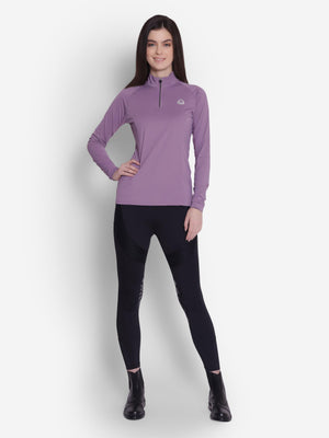 Lettia EquiFine Ladies Long Sleeve Sun Shirt- Aubergine- X-Small