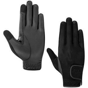 Equine Couture Aerocool Pull-On Touch Screen Riding Gloves-Black-XL