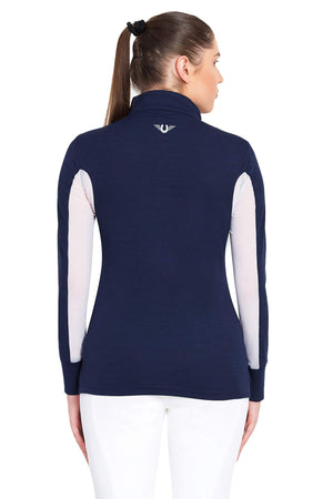 TuffRider Ladies Long Sleeve Ventilated Technical Sport Shirt – UV Protection- Quick-Dry- Mesh Undersleeves - Navy - XXX-Large