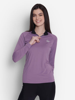 Lettia EquiFine Ladies Long Sleeve Sun Shirt- Aubergine- X-Small