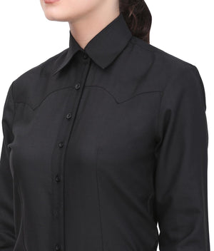 TuffRider Ladies Abilene Western Shirt- Black- Large