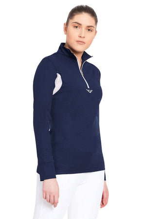 TuffRider Ladies Long Sleeve Ventilated Technical Sport Shirt – UV Protection- Quick-Dry- Mesh Undersleeves - Navy - XXX-Large
