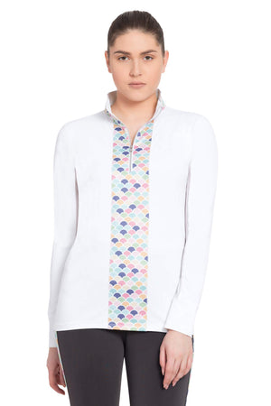 TuffRider Ladies Iris EquiCool Riding Sport Shirt - White/Print - X-Small