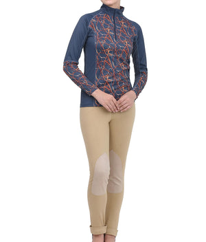 Equine Couture Ladies  Snaffle Bridles Sport Shirt- Navy- 1X