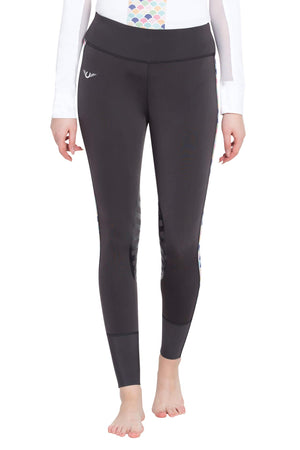 TuffRider Ladies Iris EquiCool Riding Tights - Charcoal/Print - Large