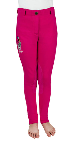 TuffRider Children's Thelwell Sweep Embroidered Pull-On Knee Patch Jods - Hot Pink - 10